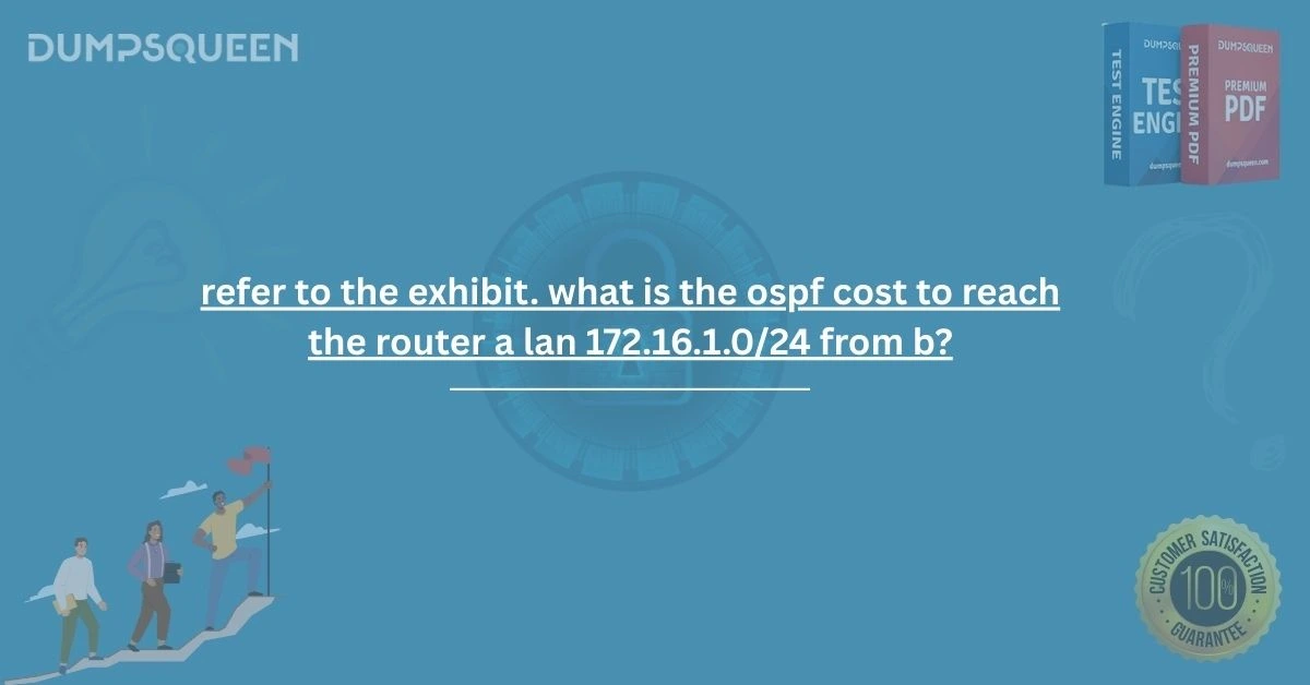 DumpsQueen Answers – refer to the exhibit. what is the ospf cost to reach the router a lan 172.16.1.0/24 from b?