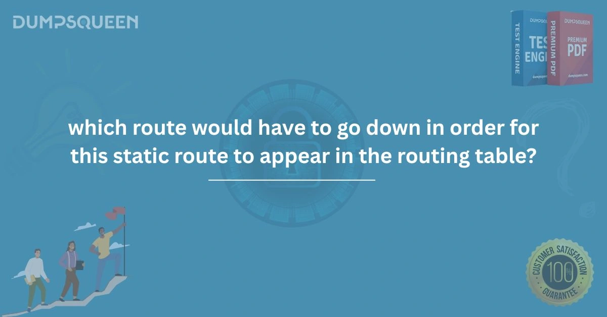 Network Routing Logic Which Route Would Have to Go Down in Order for This Static Route to Appear in the Routing Table