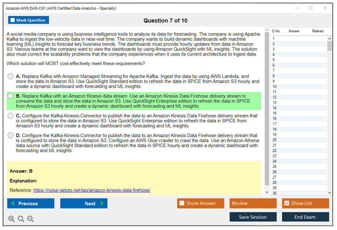Amazon AWS DAS-C01 (AWS Certified Data Analytics - Specialty) Real 2022 Sns-Brigh10